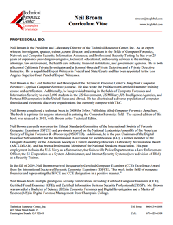 CV for Neil Broom Expert Witness in Computer Forensics Investigations in Memphis